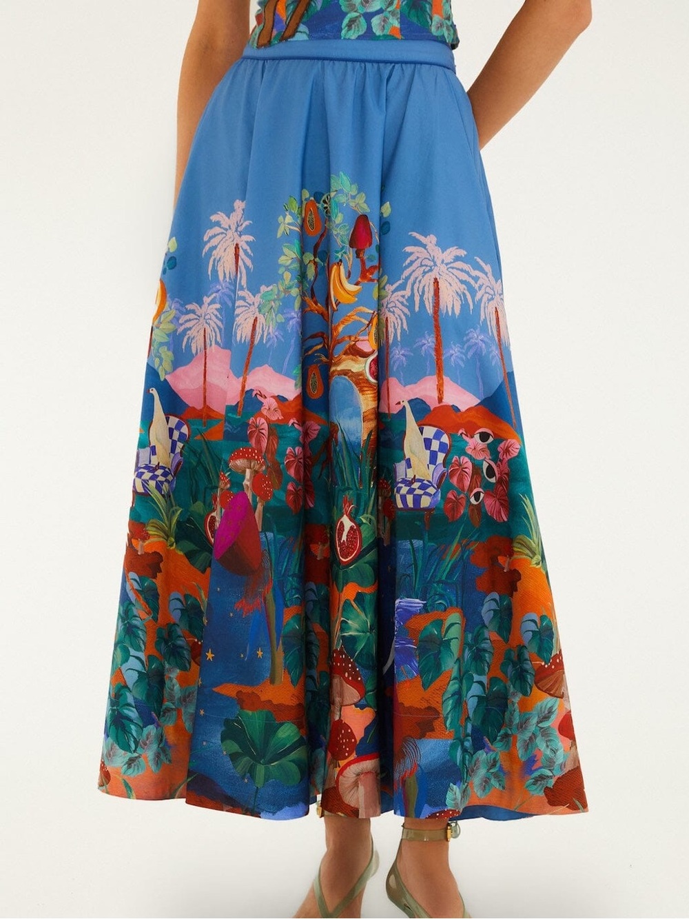 FARM Rio Mushroom Dream Landscape Embroidered Top Skirt Two Piece Set NWT S/M - Picture 6 of 15